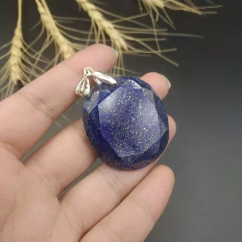 گردنبند نقره با سنگ لاجورد افغان اصل معدنی کد 7874