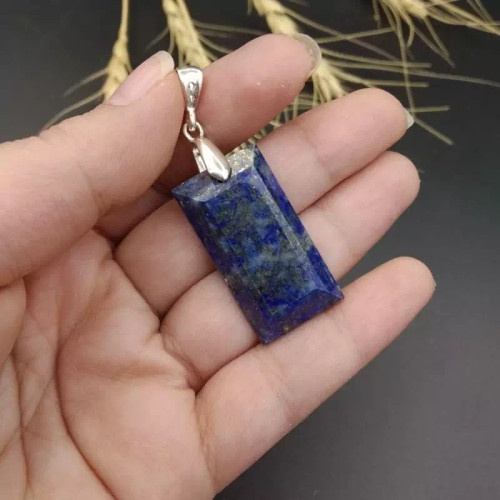 گردنبند نقره با سنگ لاجورد افغان اصل معدنی کد 7871