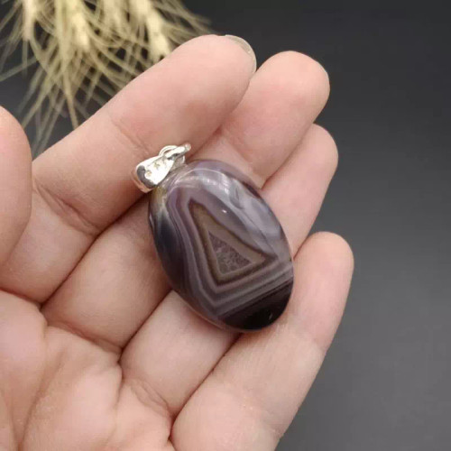 گردنبند نقره عقیق سلیمانی اصل معدنی کد 8364