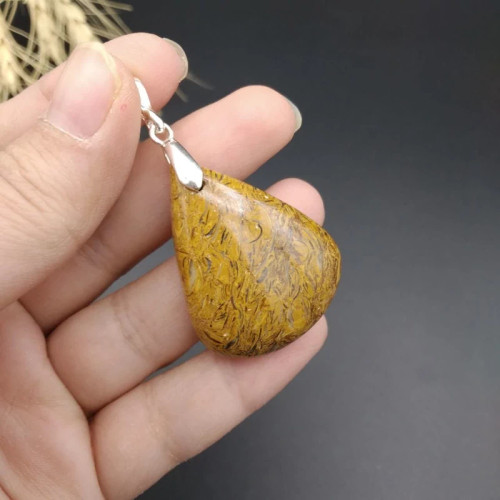 گردنبند نقره جاسپر مریم ( سنگ زینبیه ) اصل معدنی کد 8787