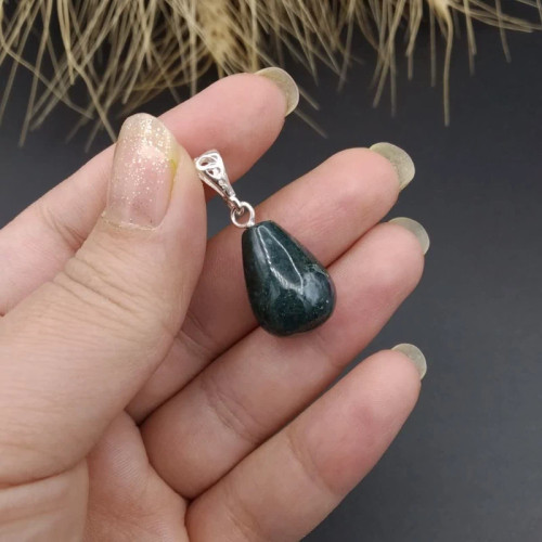 گردنبند نقره عقیق شجر خزه ای اصل معدنی کد 8458