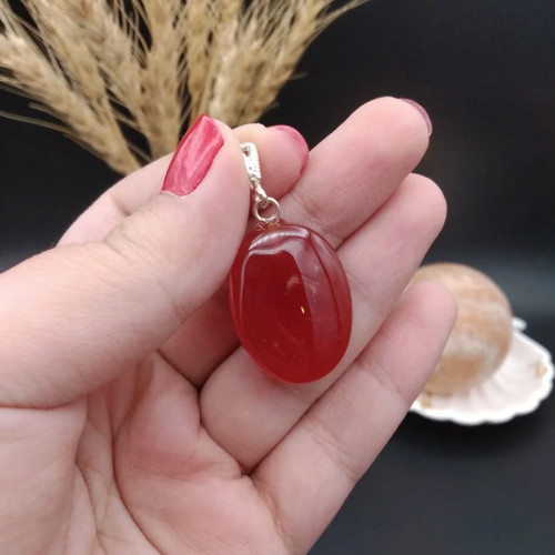 گردنبند نقره عقیق سرخ خراسان اصل معدنی کد 7908