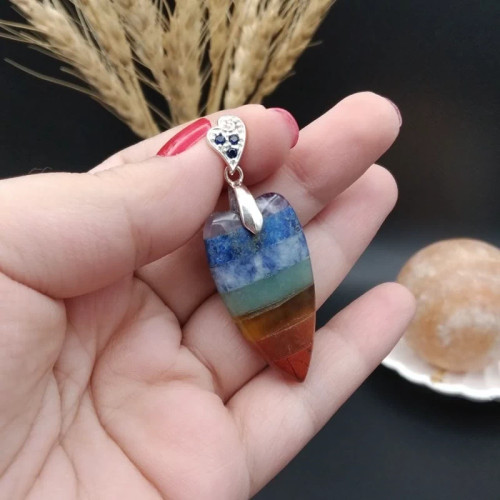 گردنبند نقره هفت چاکرا اصل معدنی کد 8713