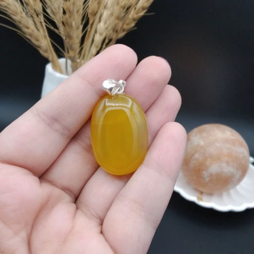 گردنبند نقره عقیق زرد اصل معدنی کد 8513